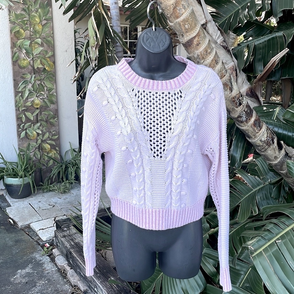 Sincerely Jules cable knit and crochet crop sweater